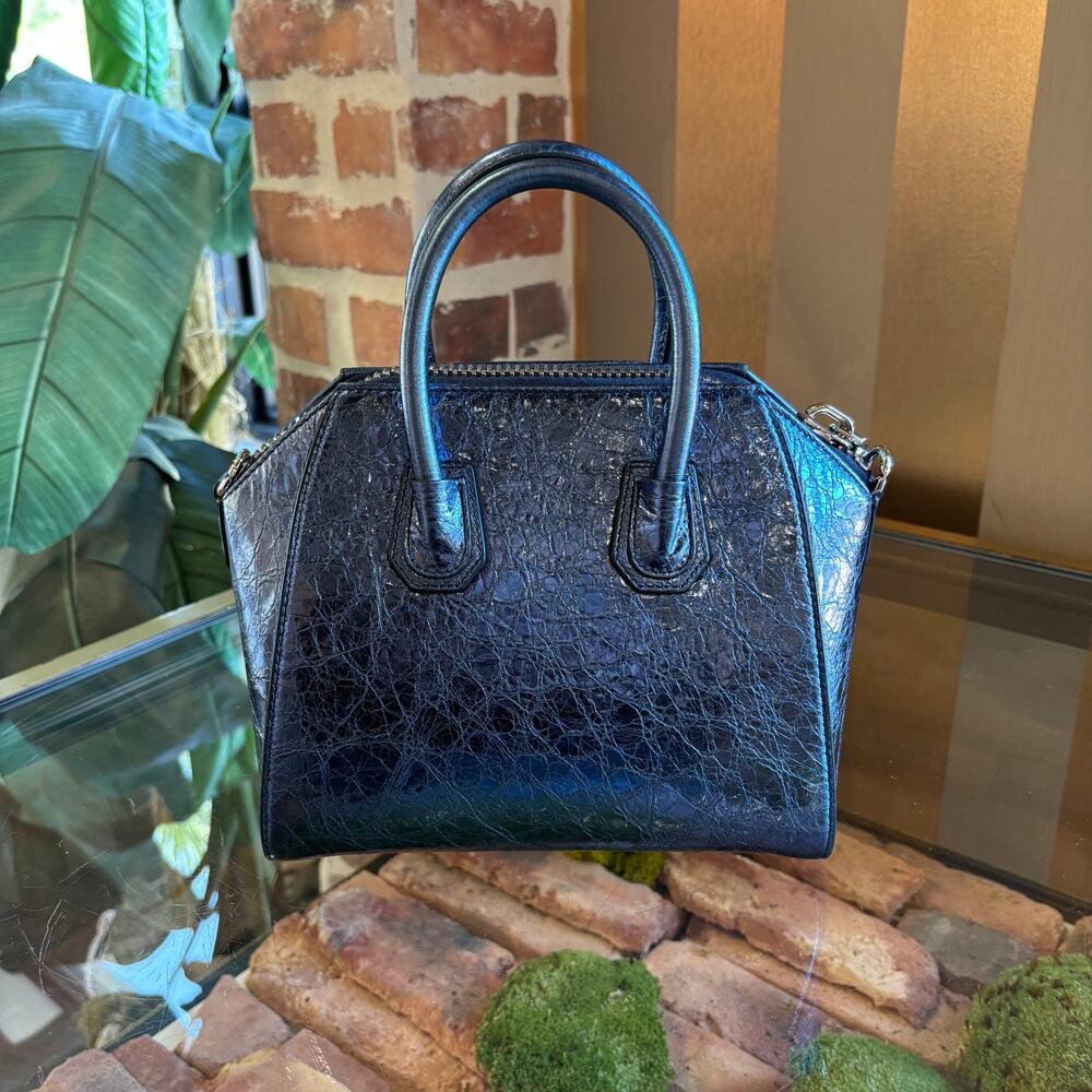 GIVENCHY Mini Antigona Blue Metallic Handbag - Picture 3 of 5